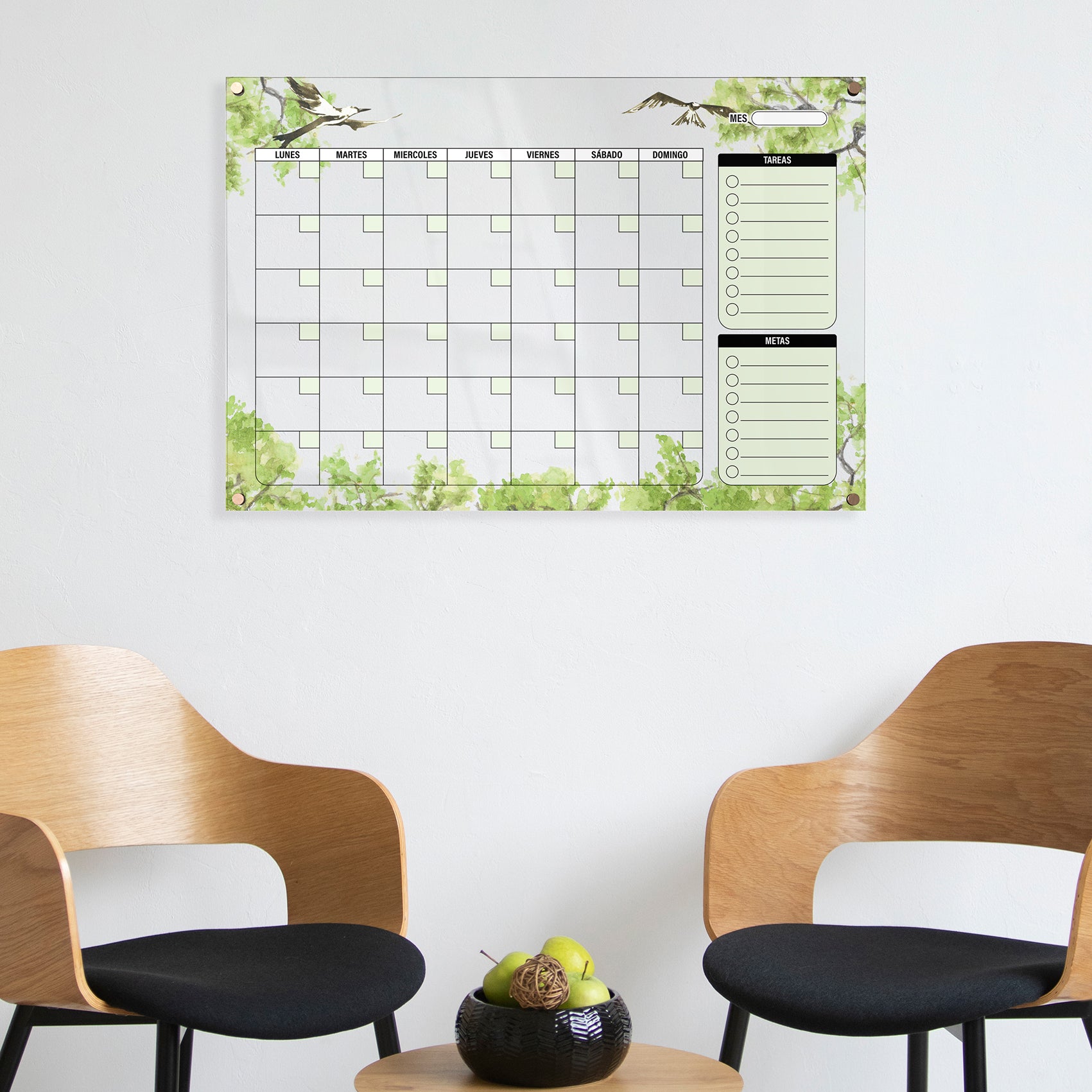 Planificador mensual de acrílico transparente con soportes de aluminio, diseño minimalista y reutilizable. Ideal para organizar tareas, metas y actividades. Incluye marcador borrable. Envío gratis en compras en línea.