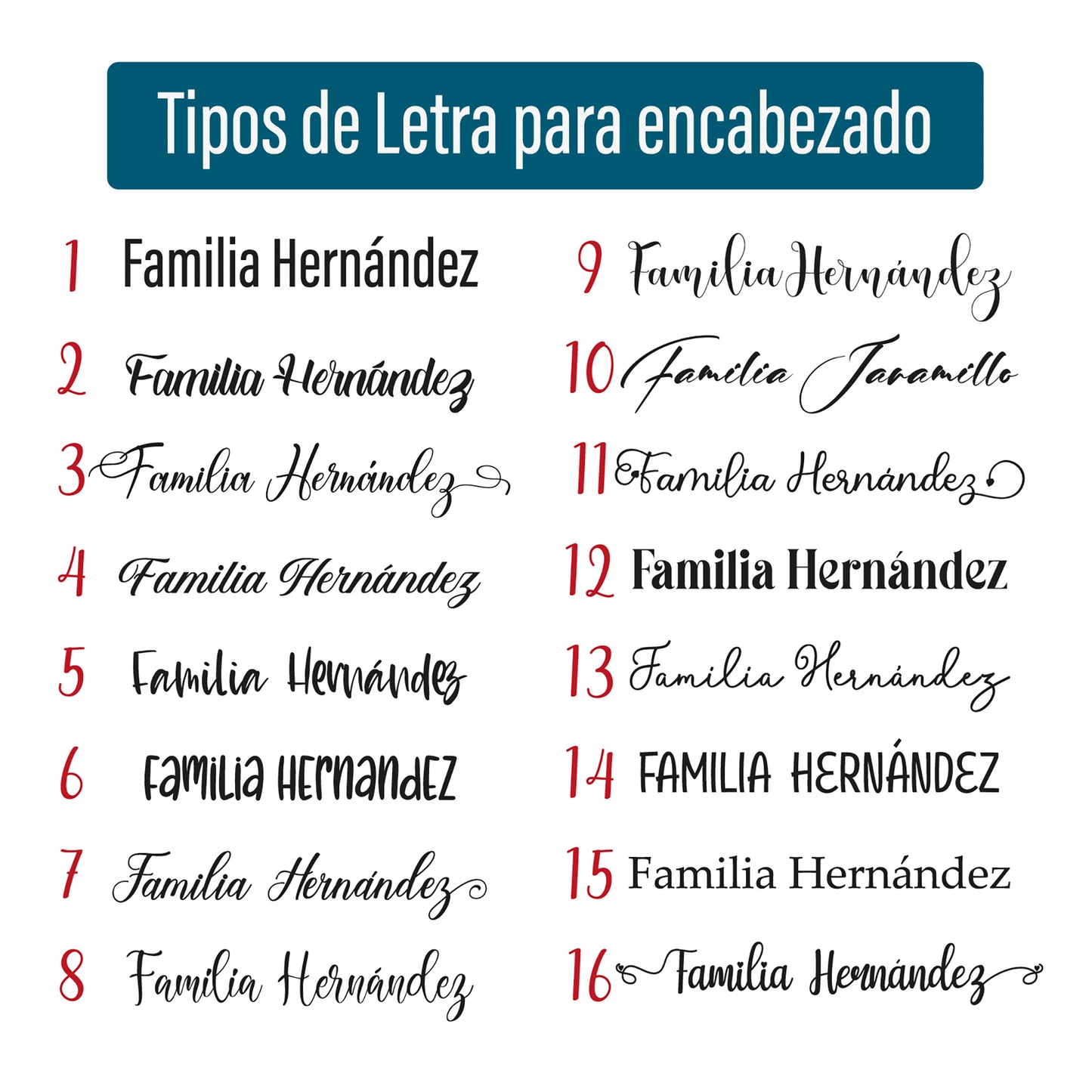 Planificadores tipos de letras para encabezado